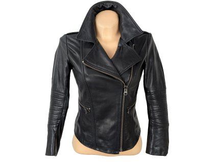 KOŽENÝ dámský černý křivák MANGO XS