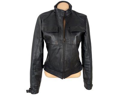KOŽENÁ dámská černá bunda na zip VERO MODA M/L