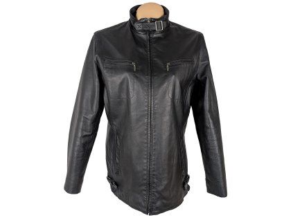 KOŽENÁ dámská černá bunda na zip KARA 42