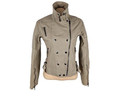 KOŽENÝ dámský béžový křivák 36