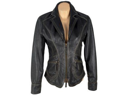 KOŽENÁ dámská černá bunda na zip TOM TAILOR M