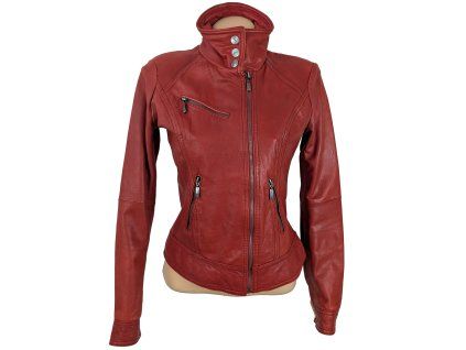 KOŽENÝ dámský červený křivák Bershka M