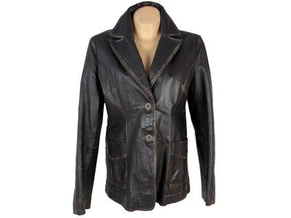 KOŽENÉ dámské hnědé sako KARA XL