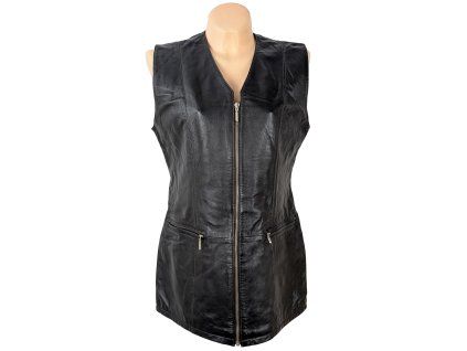 KOŽENÁ dámská černá vesta na zip Jackey McGee L