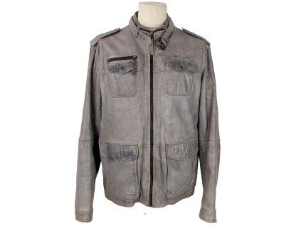 KOŽENÁ pánská hnědá bunda na zip Different 56