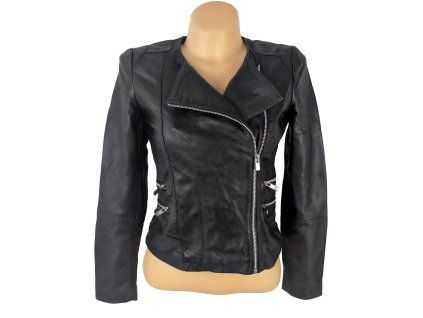 KOŽENÝ dámský černý křivák MANGO XS