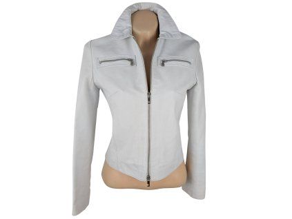 KOŽENÁ dámská bílá bunda na zip MasterPelle S