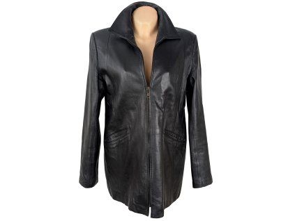 KOŽENÁ dámská černá zateplená bunda na zip XL