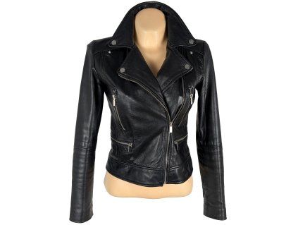 KOŽENÝ dámský černý křivák MANGO S