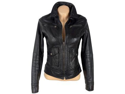 KOŽENÁ dámská černá bunda na zip Calypso 36