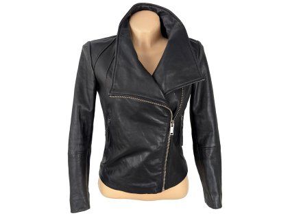 KOŽENÝ dámský černý křivák Mango XS