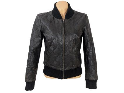 KOŽENÝ dámský černý prošívaný bomber Vero Moda M