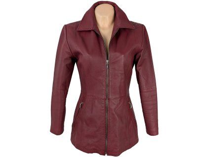 KOŽENÝ dámský vínový kabát na zip JOY 36