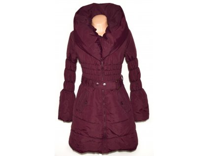 Dámský šusťákový fialový kabát s páskem, límcem ORSAY