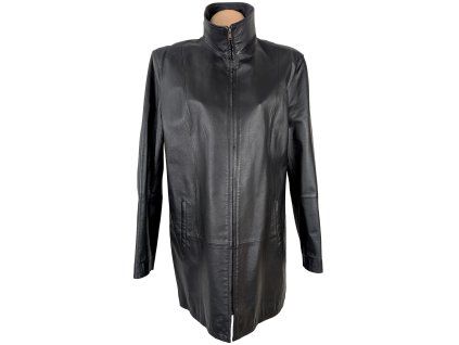 KOŽENÝ dámský černý kabát na zip XXL