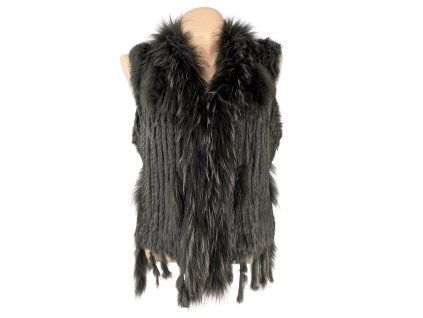 Kožešinová dámská khaki vesta M - L - XL