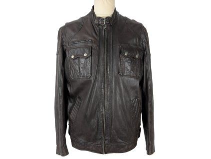 KOŽENÁ pánská hnědá bunda na zip Jake*s XL