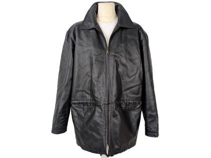 KOŽENÁ pánská černá bunda na zip XL