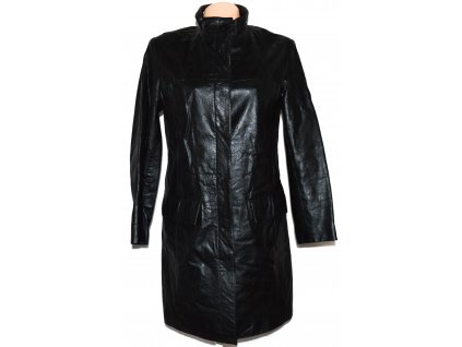 KOŽENÝ dámský černý kabát L