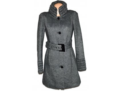 Vlněný dámský melírovaný kabát s páskem Flame S