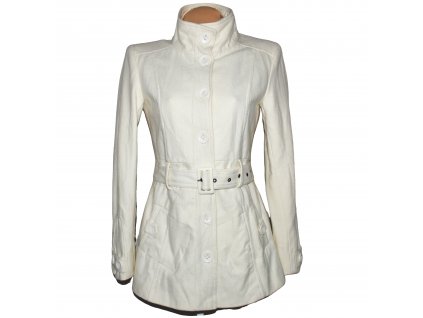 Vlněný dámský bílý kabát s páskem Clockhouse M