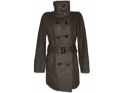 Vlněný dámský hnědý kabát s páskem C&A - YESSICA