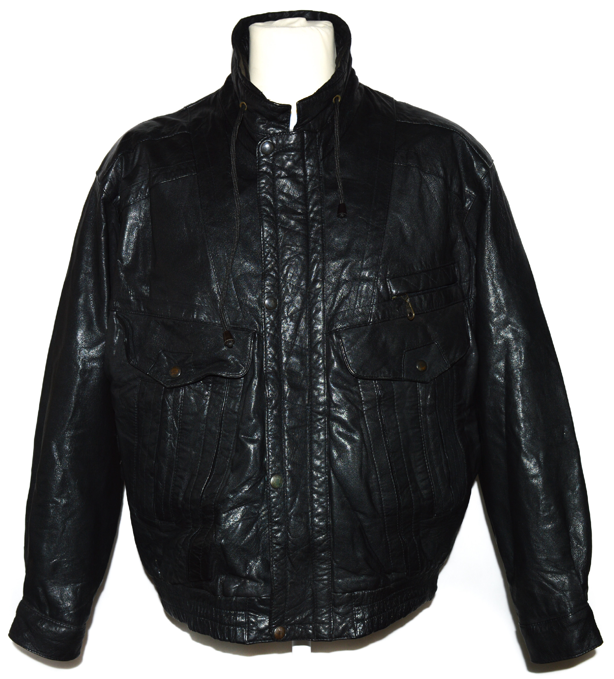 Levně KOŽENÁ pánská černá měkká bunda na zip Milan Leather XL