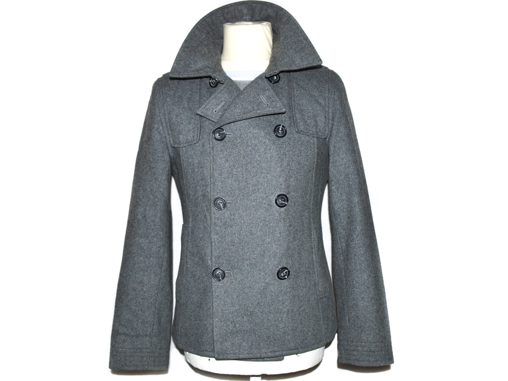 Levně Vlněný pánský šedý kabát TOPMAN XS, L