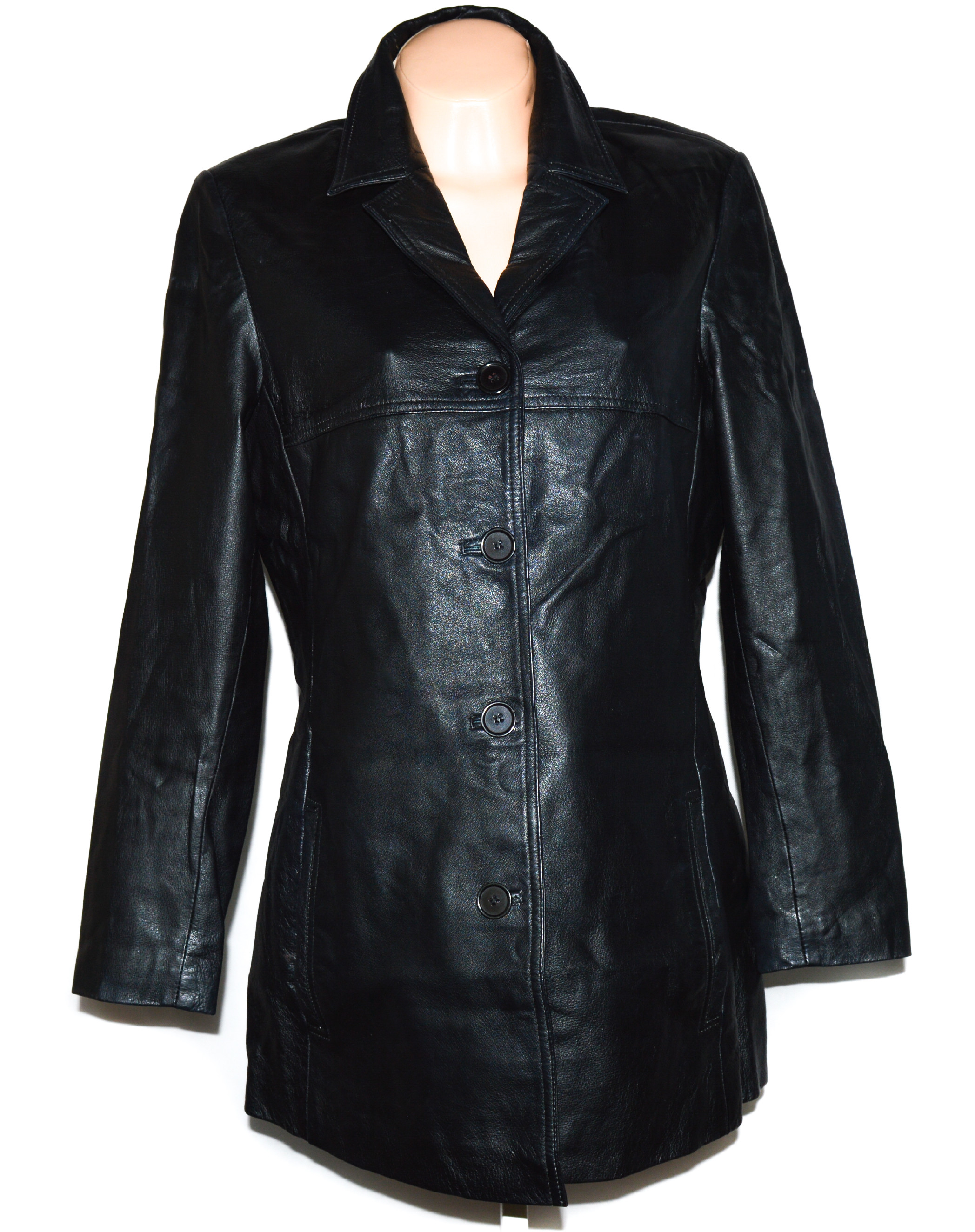 Levně KOŽENÝ dámský černý měkký kabát WS Leather L/XL