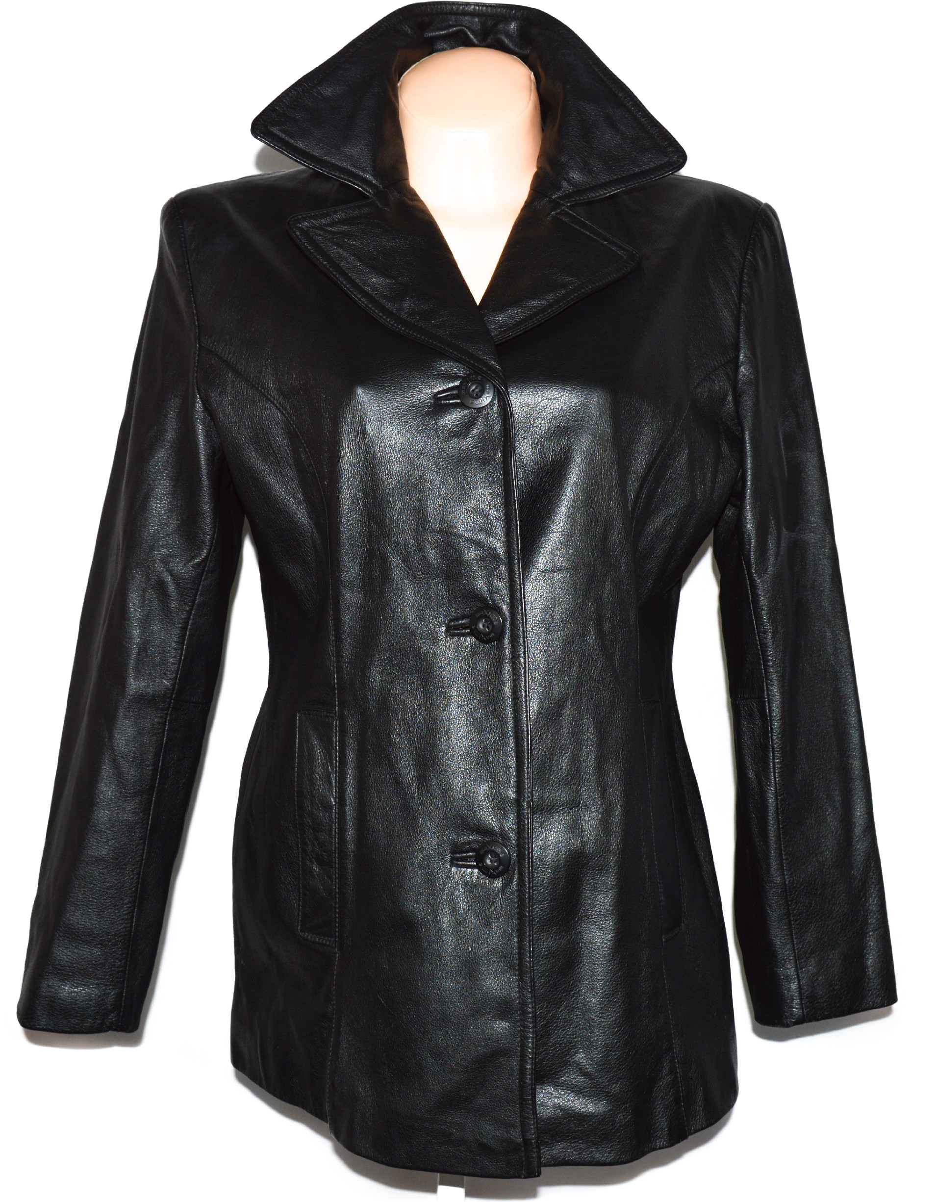 Levně KOŽENÝ dámský černý měkký kabát Wilsons Leather L/XL