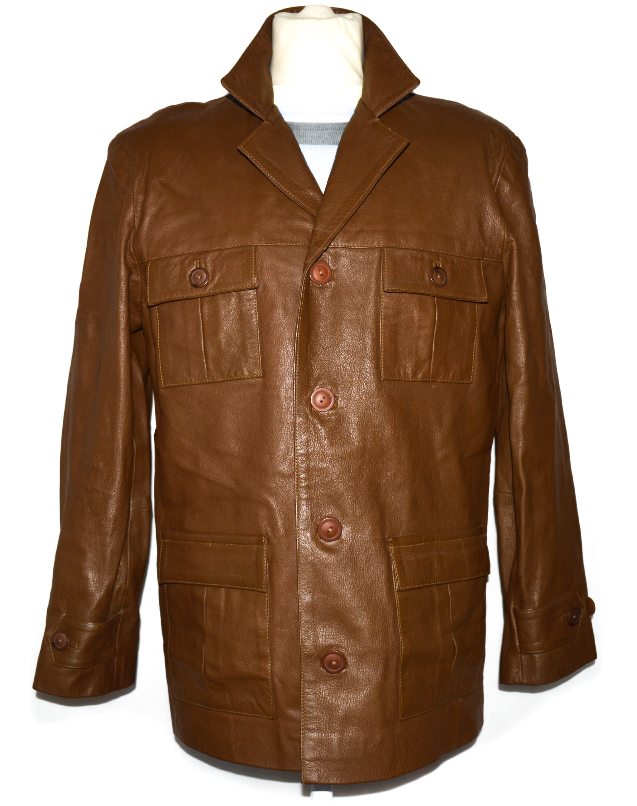 Levně KOŽENÁ pánská hnědá bunda MILAN LEATHER M