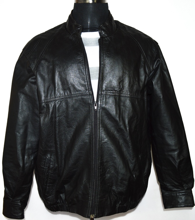 Levně KOŽENÁ pánská černá bunda na zip Classic man M