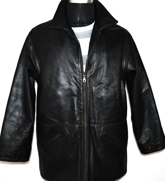 Levně KOŽENÁ pánská černá zateplená bunda Jackey McGee L