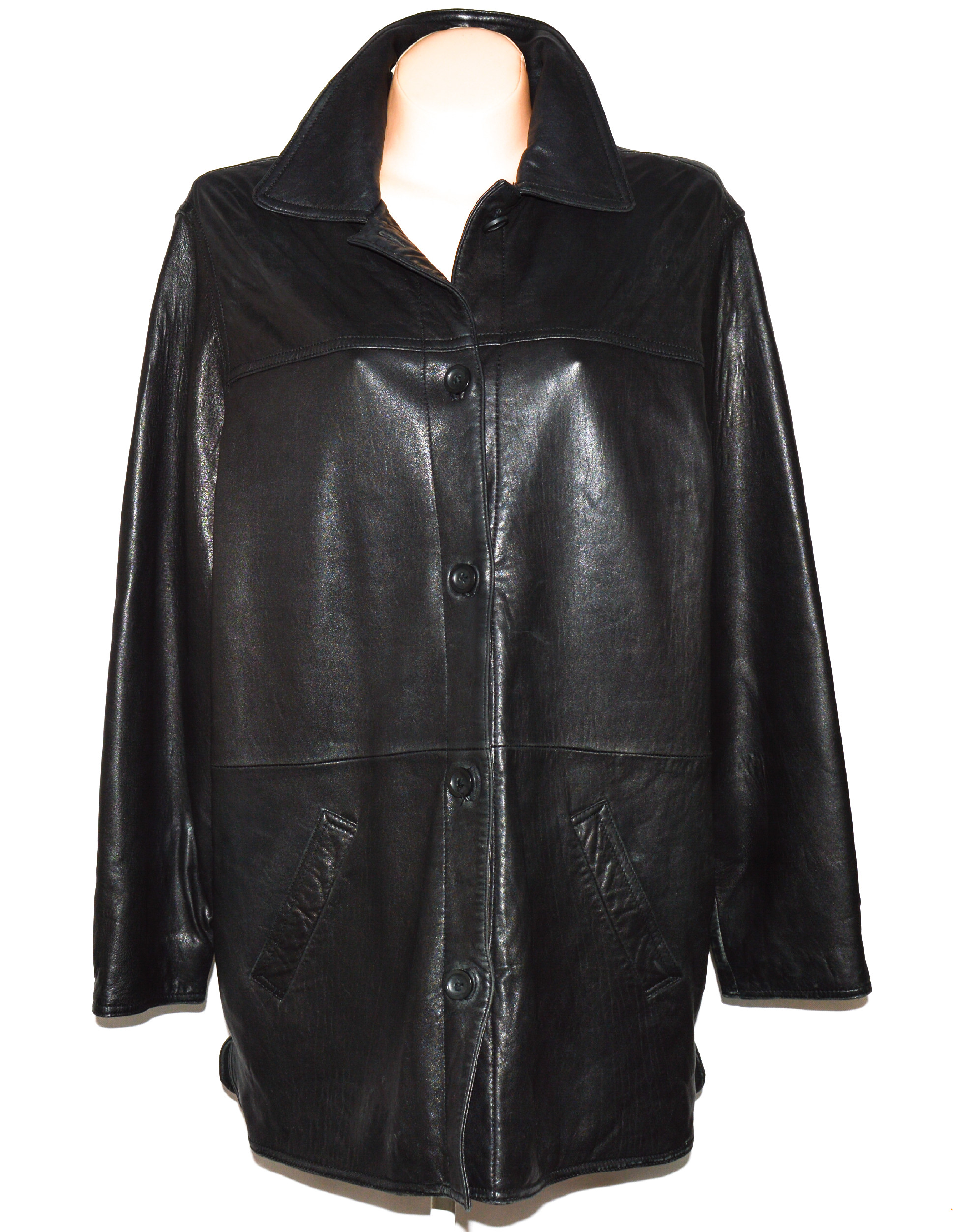 Levně KOŽENÝ dámský černý měkký kabát Leather Elements XXL