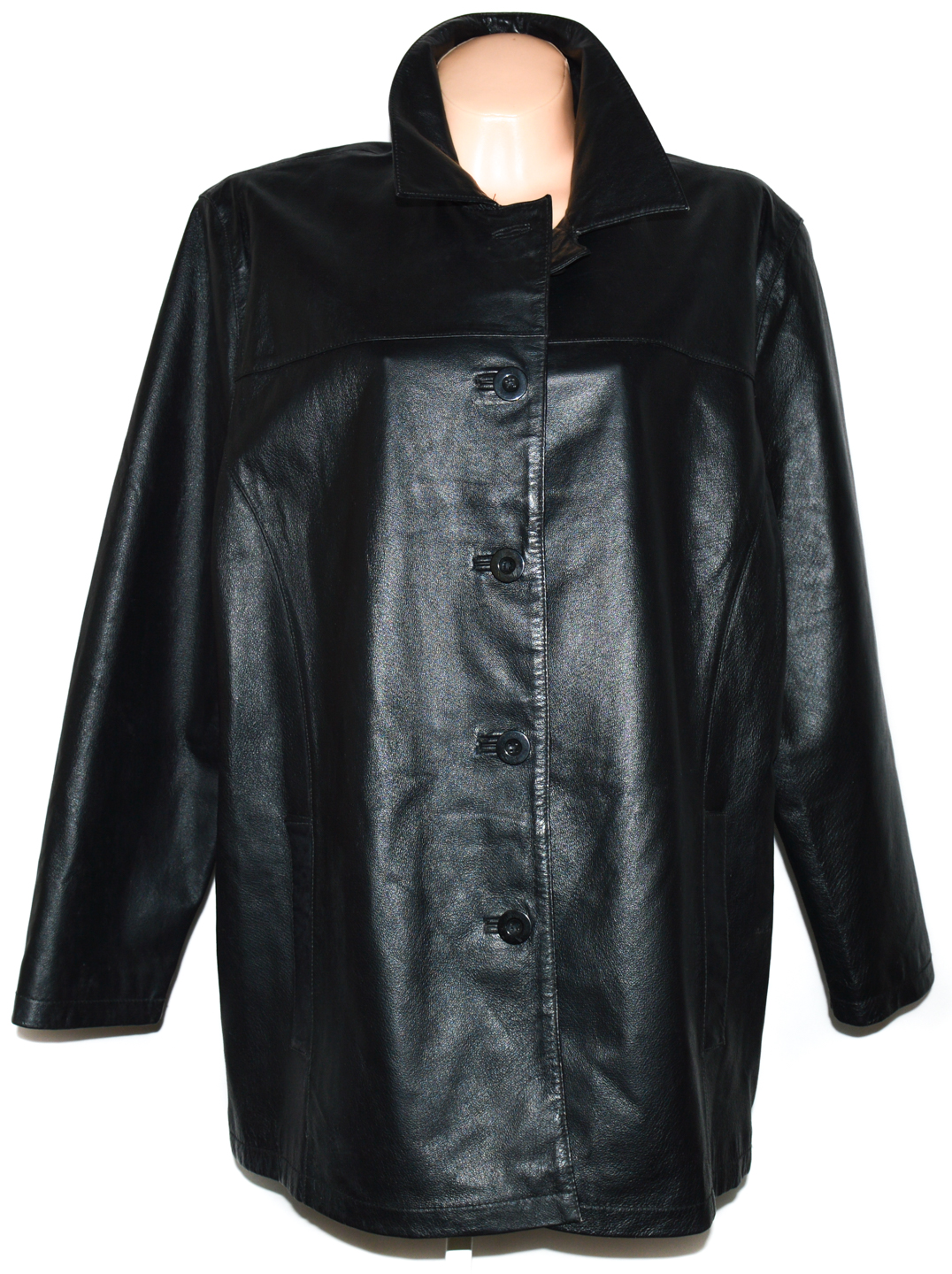 Levně KOŽENÝ dámský černý kabát BERKERTEX XL, XXL