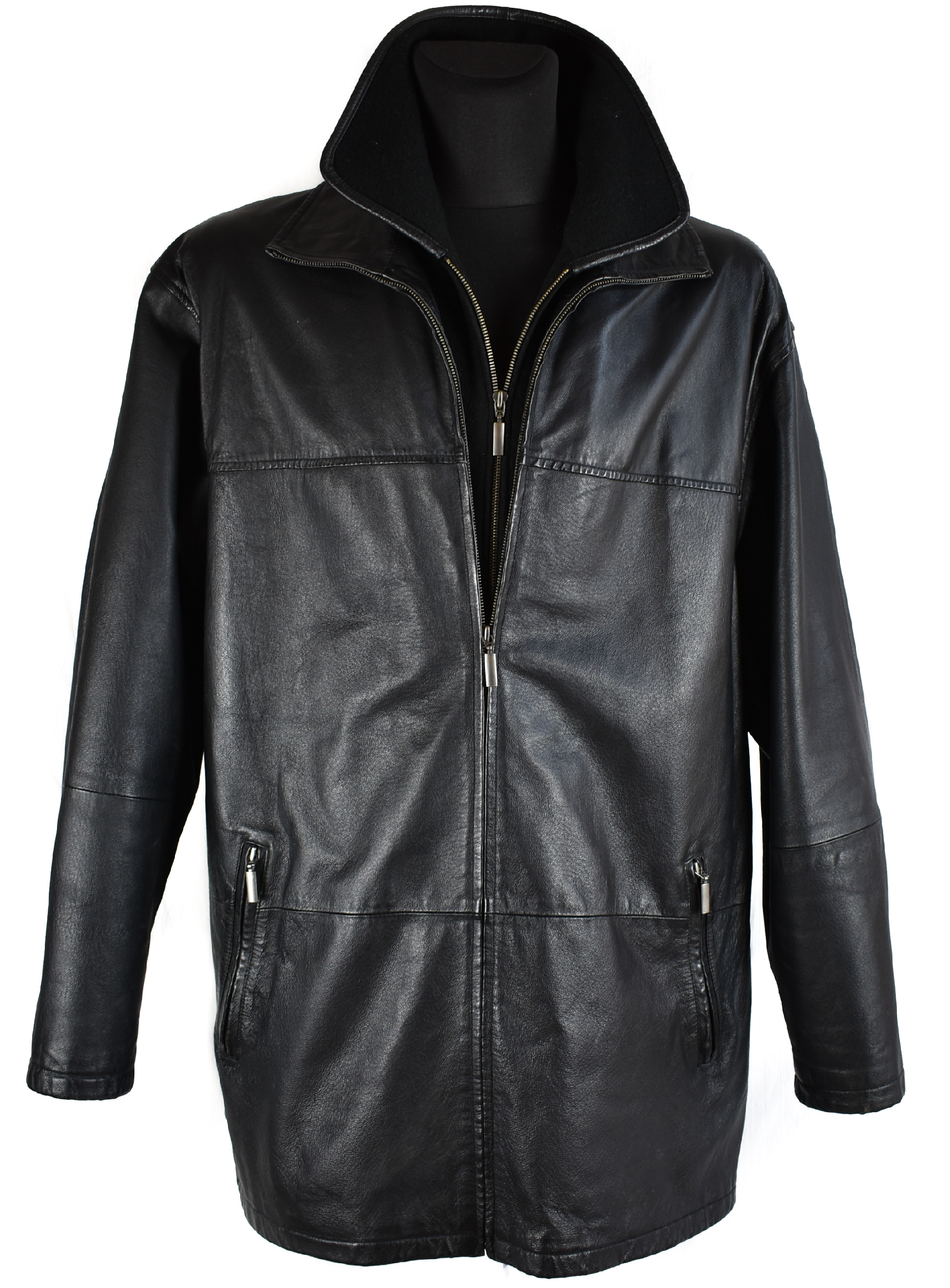 Levně KOŽENÁ pánská černá měkká bunda na zip Different XL