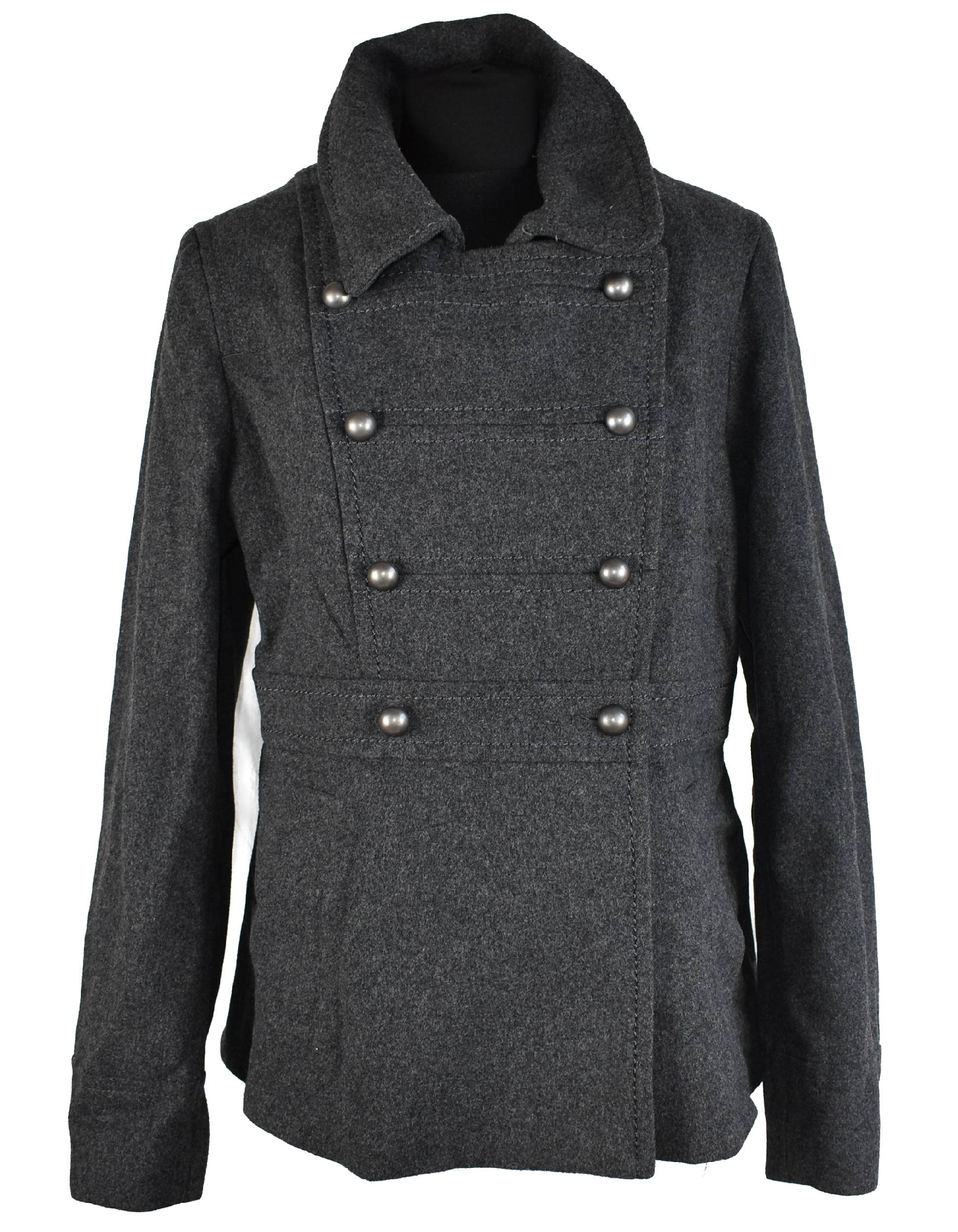 Levně Vlněný (60%) dámský šedý kabát H&M 46