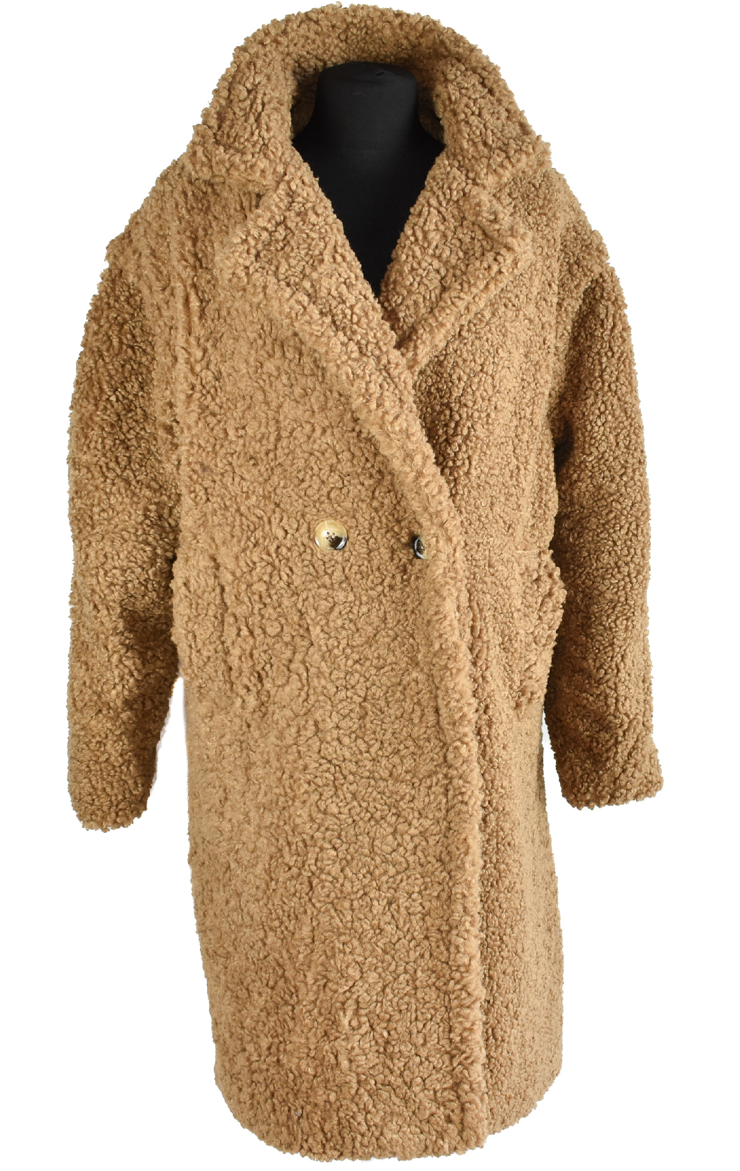 Levně Dámský hnědý měkký teddy kabát S/M