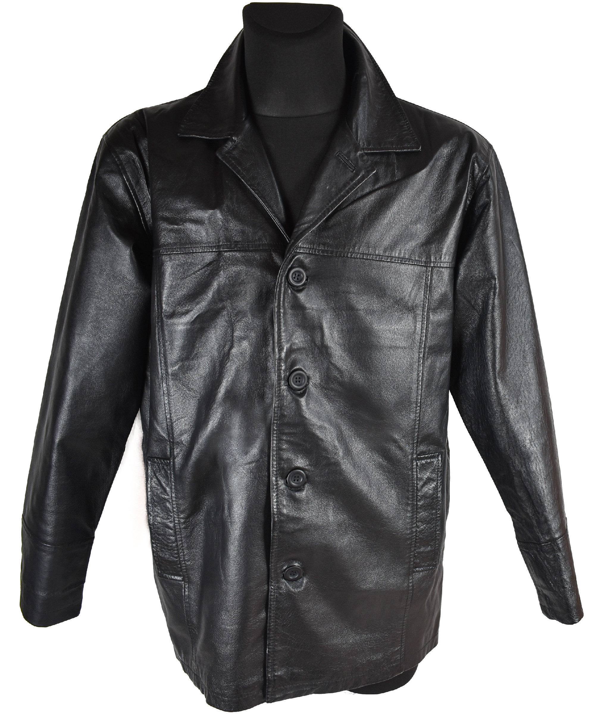 Levně KOŽENÁ pánská černá měkká bunda Leder Classic Jackets 48