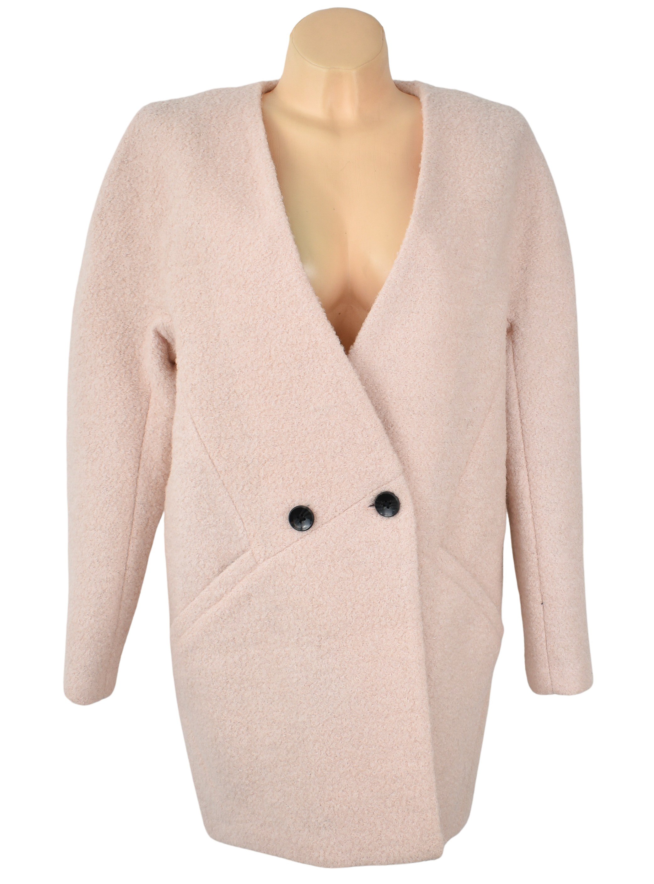 Levně Dámský růžový dvouřadý oversize kabát Reserved 40