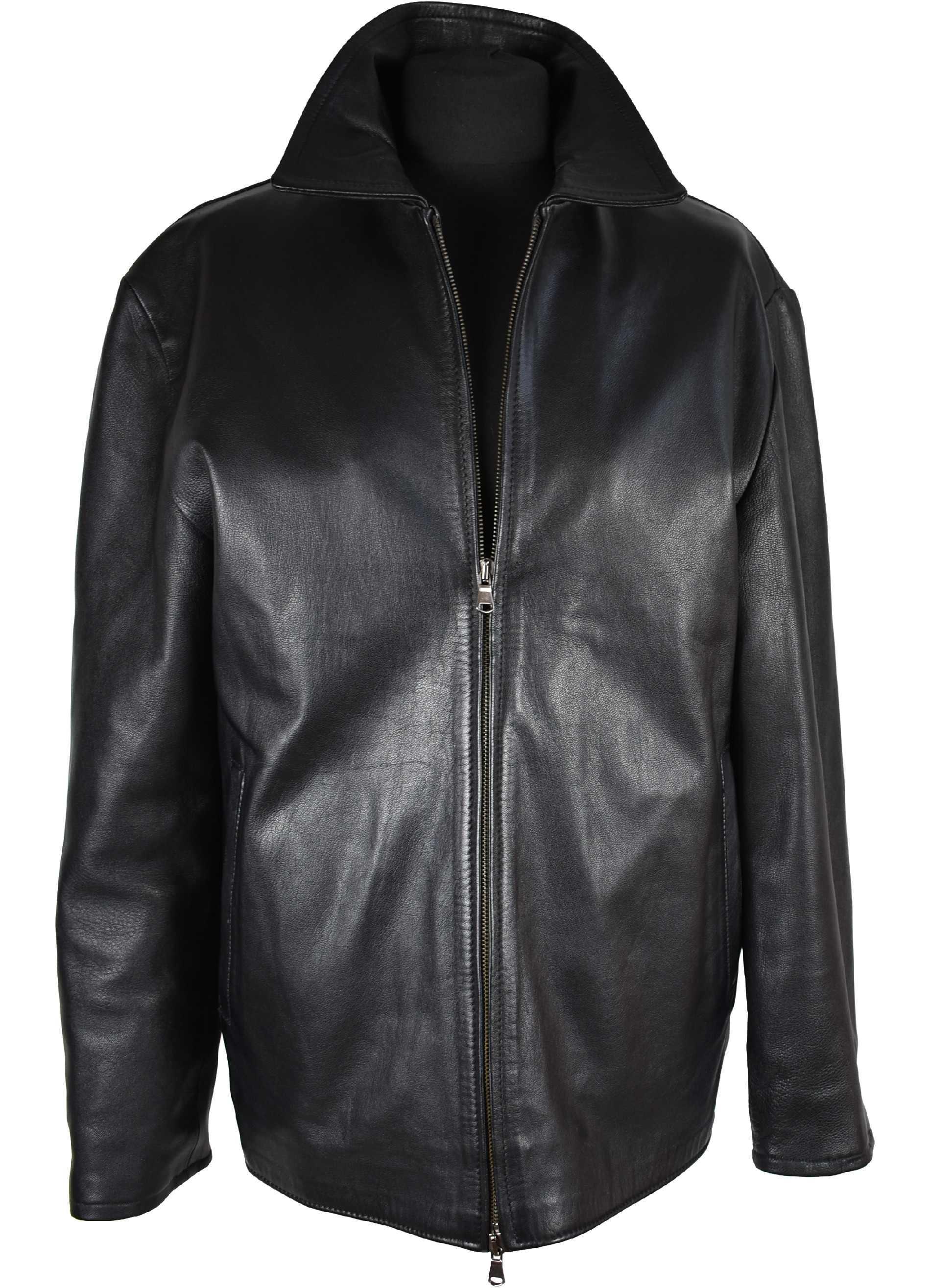 Levně KOŽENÁ dámská černá bunda na zip Leather de Rospell L