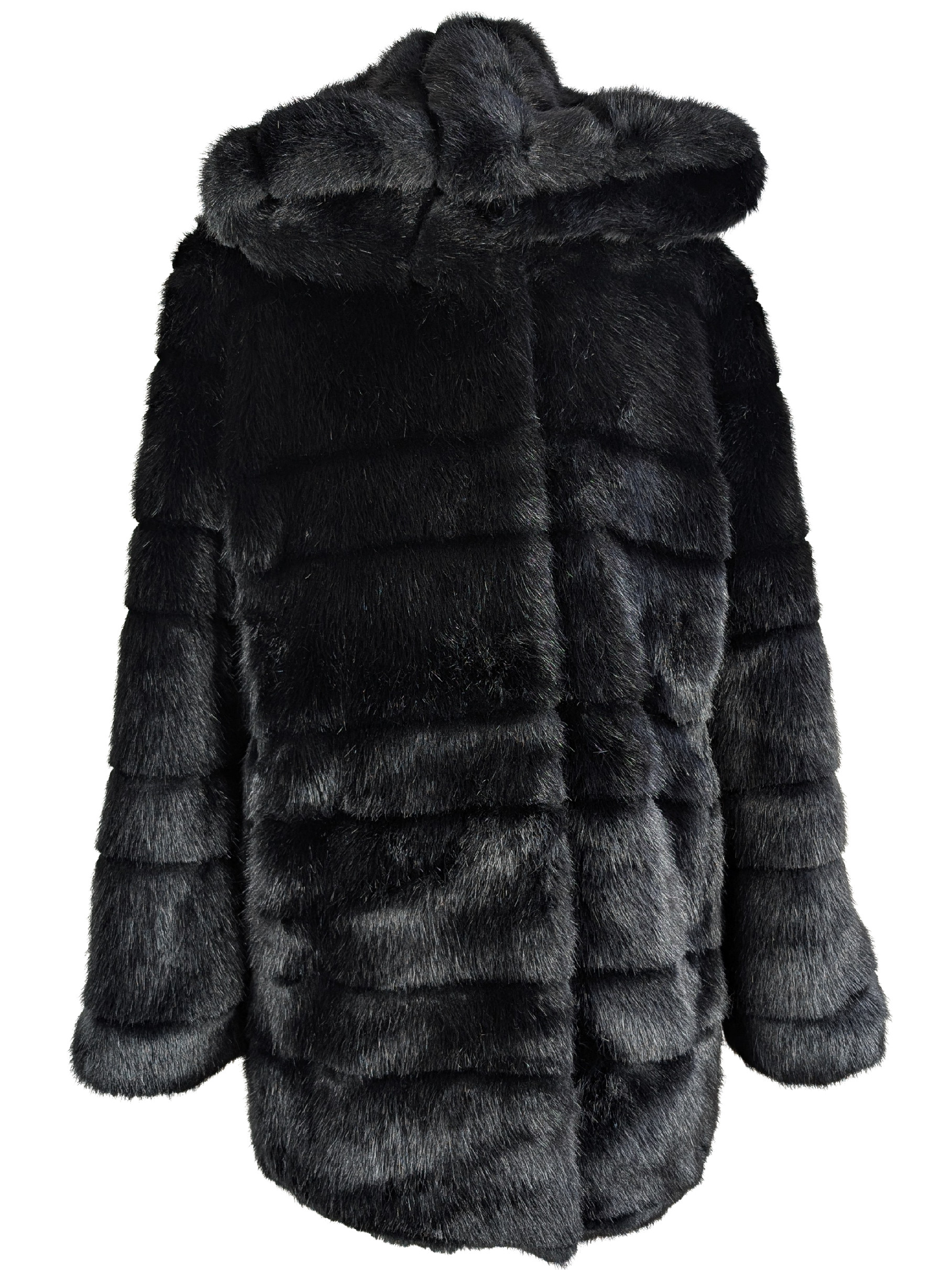 Dámský černý kožíšek s kapucí Kocca L