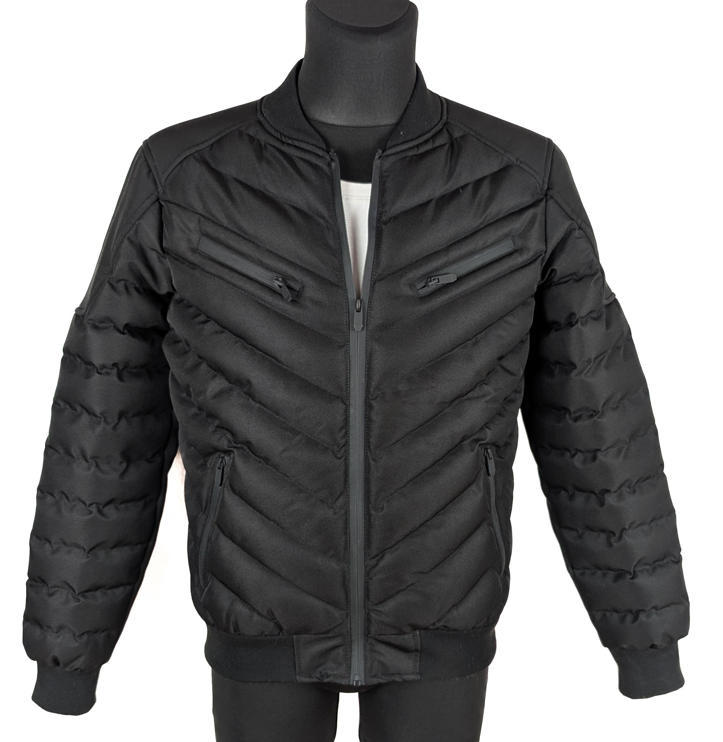 Levně Pánský černý prošívaný bomber ICONO S