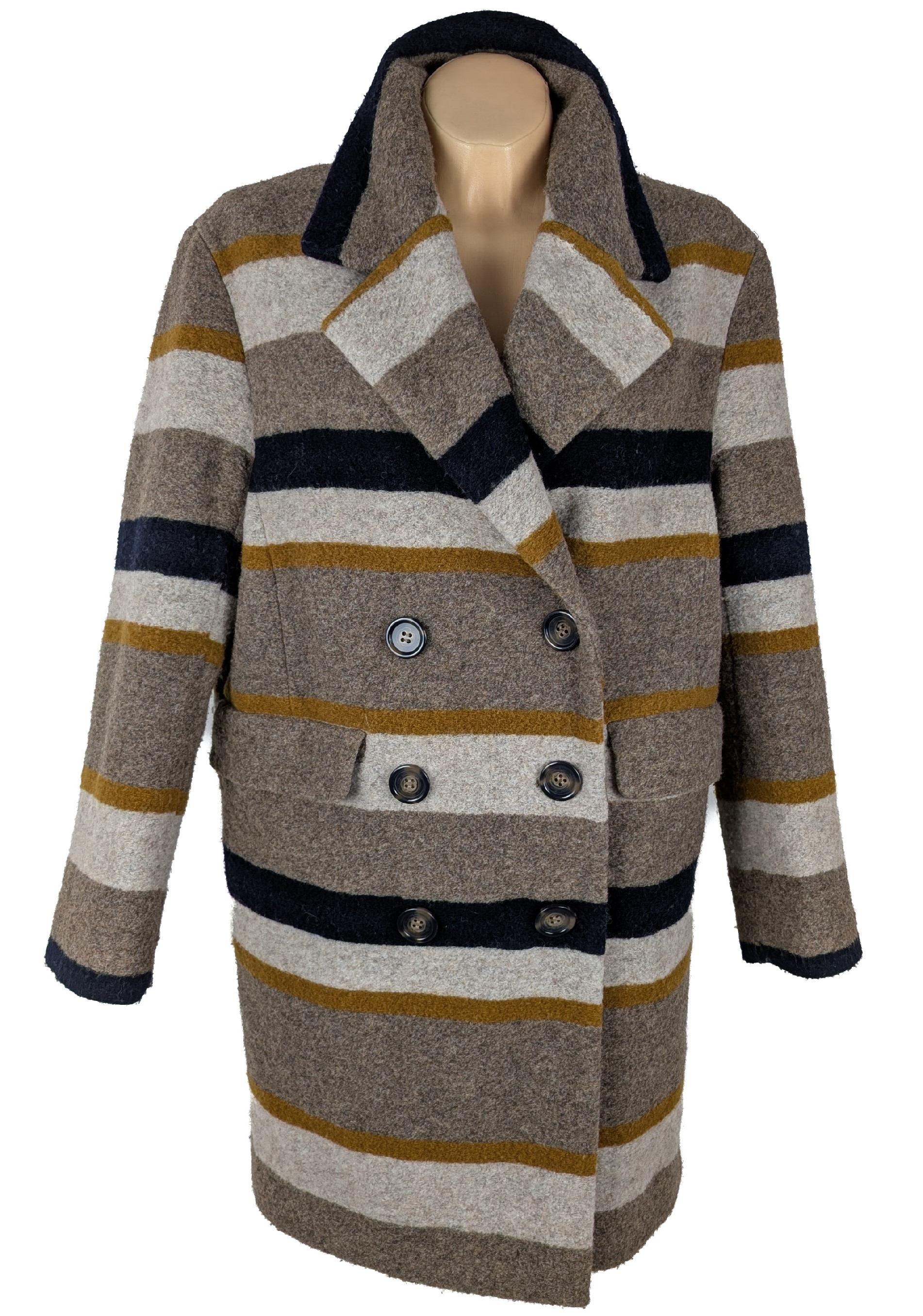 Levně Dámský pruhovaný oversize kabát H&M 38