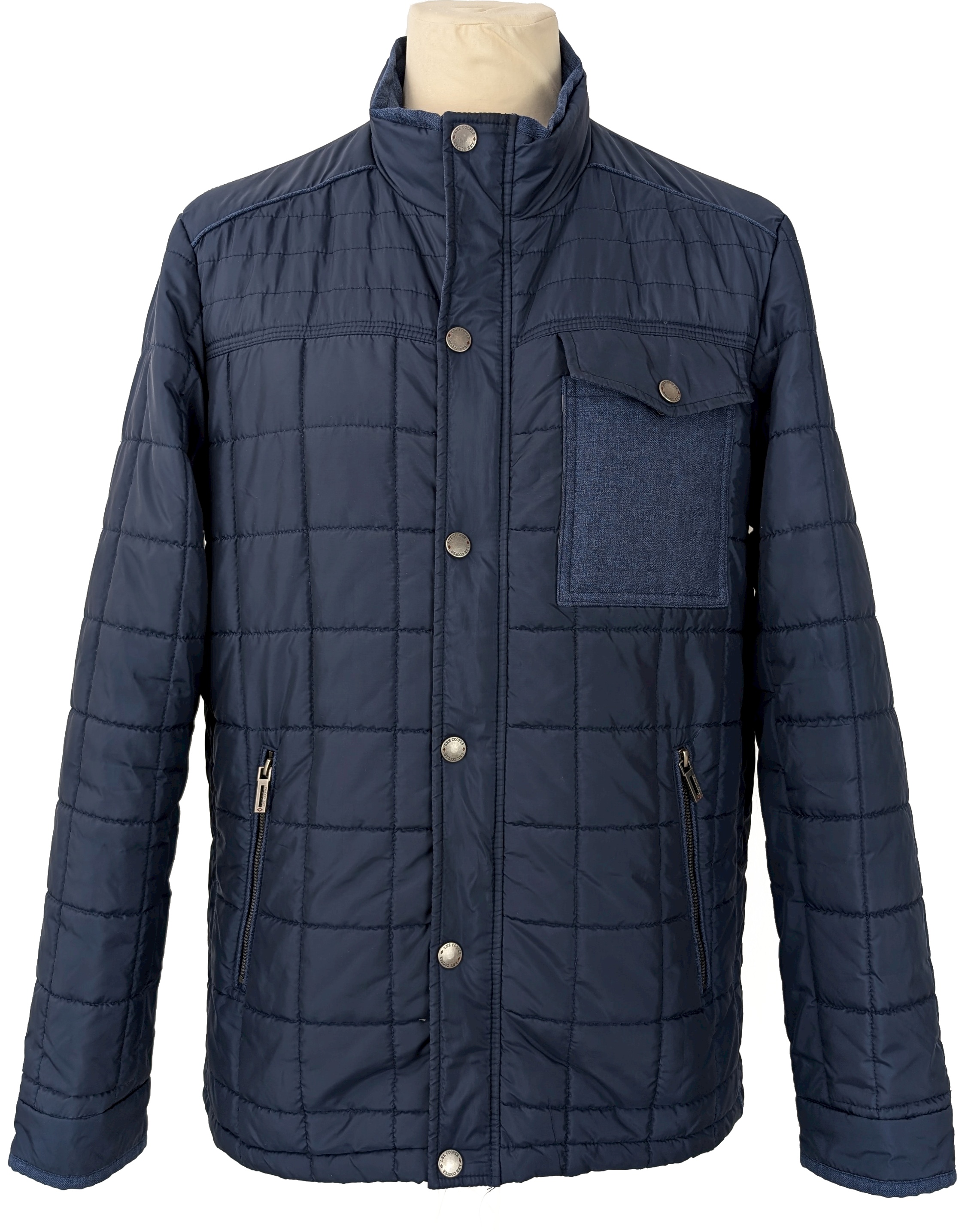 Levně Pánská modrá prošívaná bunda na zip Lee Cooper XL