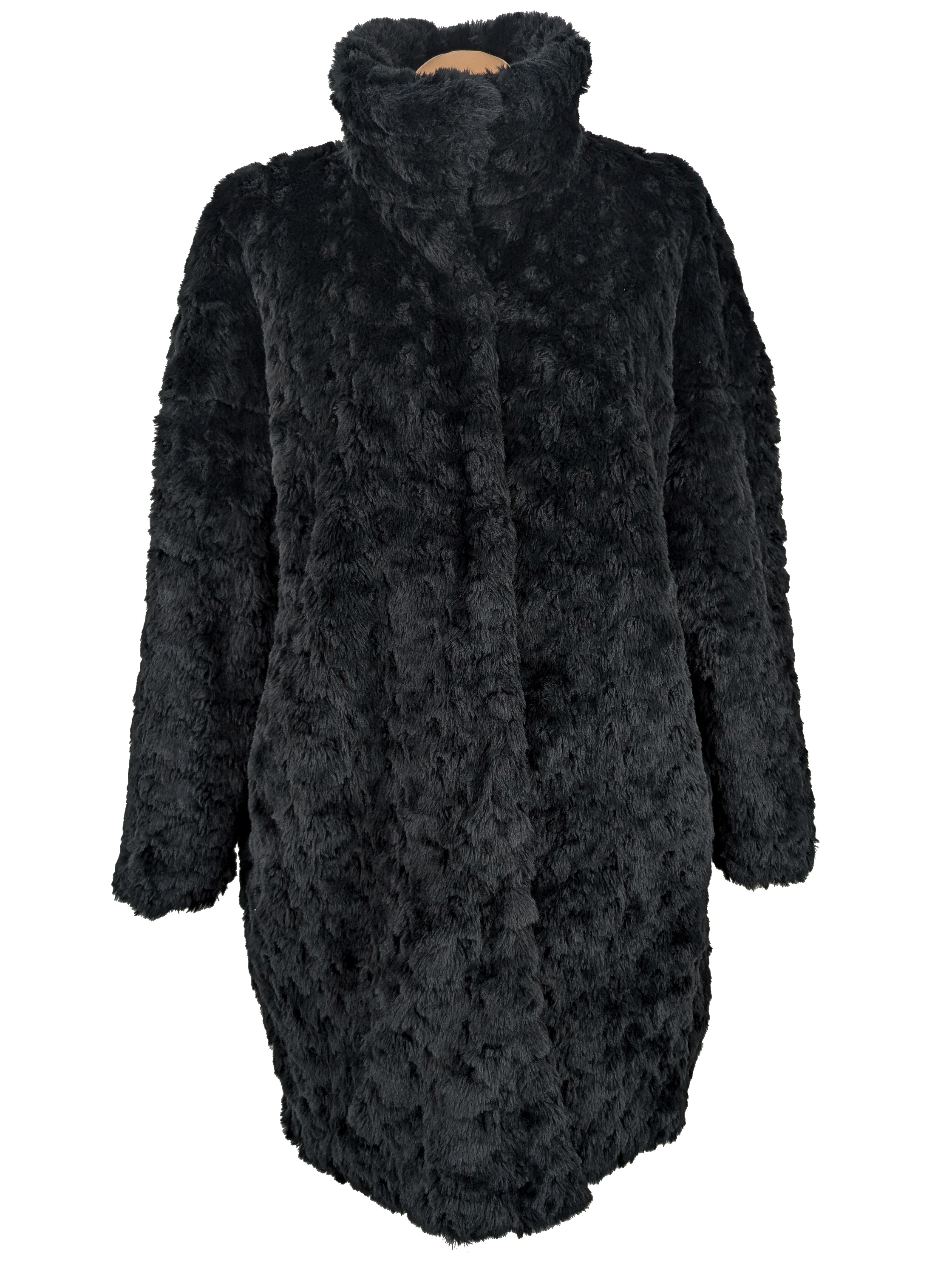 Levně Dámský černý kožíškový oversize kabát Lindex L