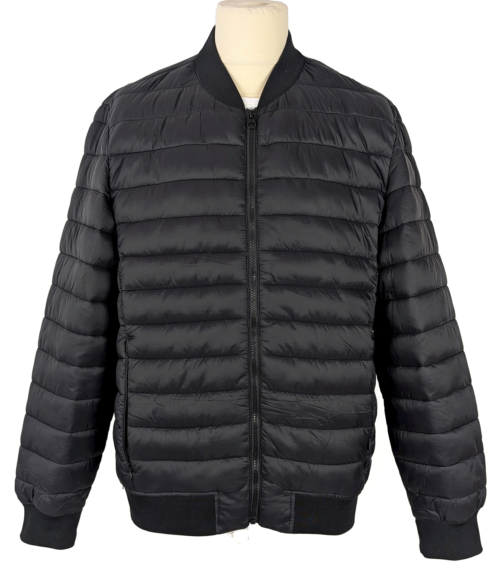 Levně Pánský černý prošívaný bomber na zip CELIO XXL