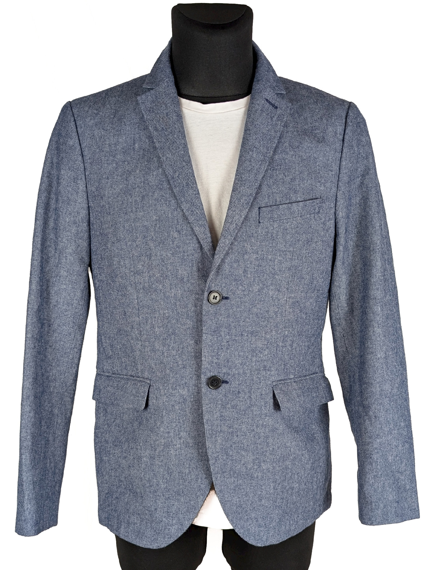 Levně Bavlněné pánské modré sako H&M 50