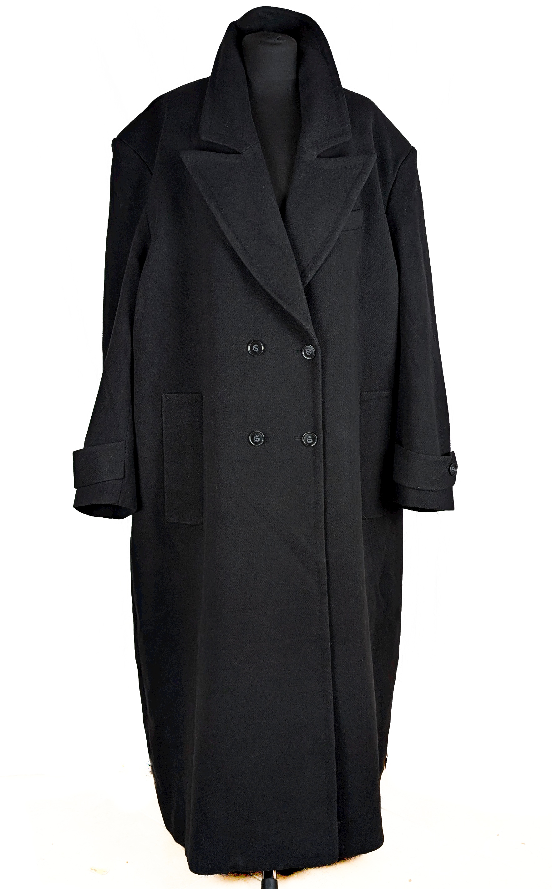 Levně Dámský černý dlouhý oversize kabát H&M XXL