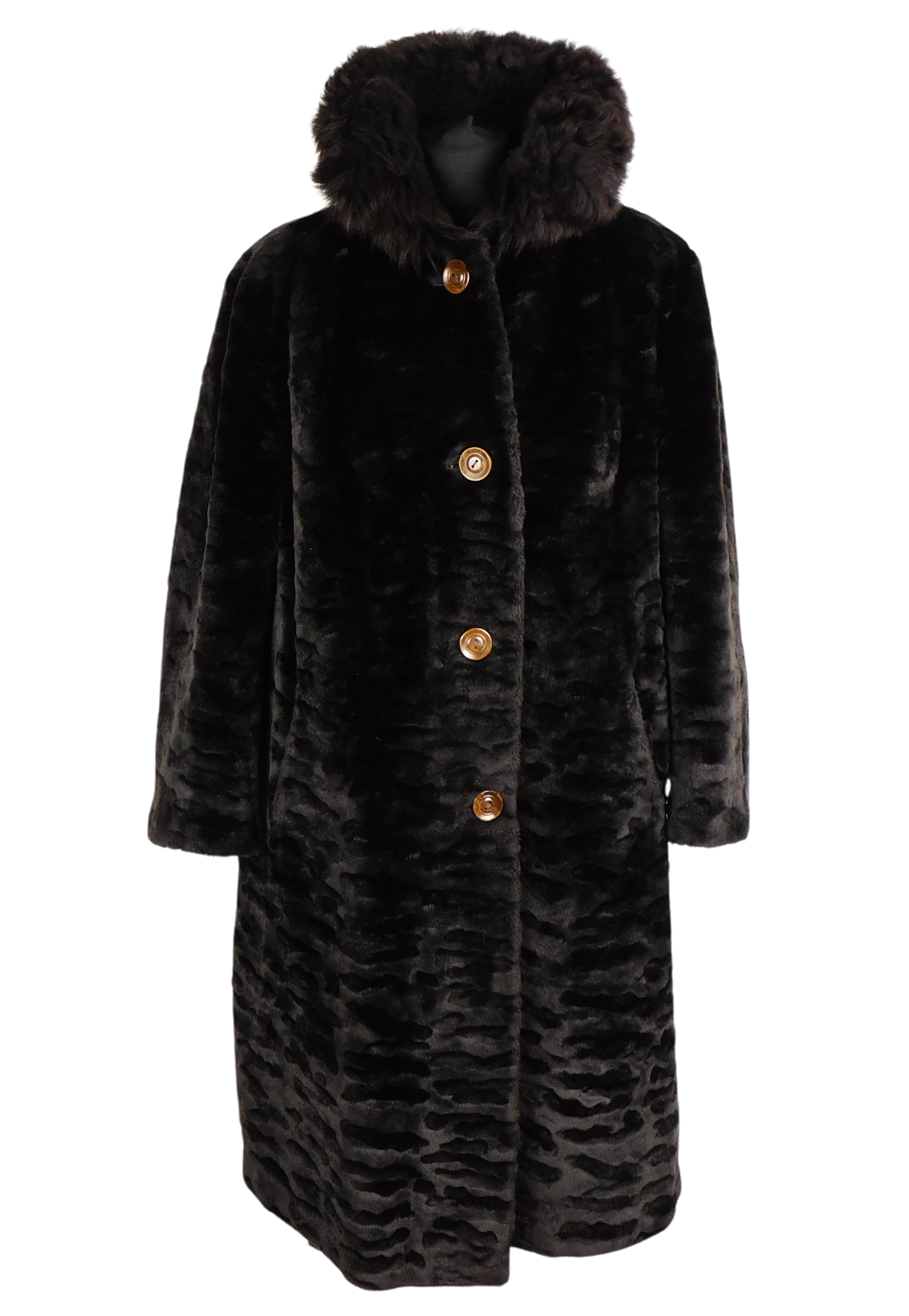 Dámský hnědý dlouhý hnědý kožich GREVELOOR XL*